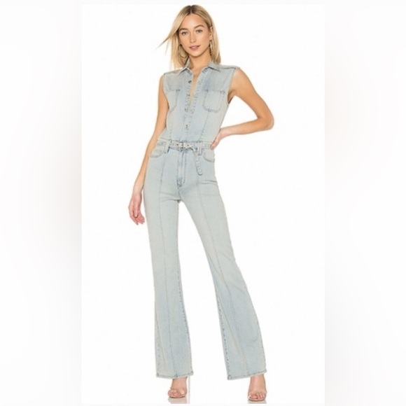 Current/Elliott Pants - Current/Elliot Zenith Light Wash Sleeveless Denim Jumpsuit
